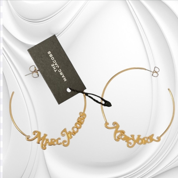 Marc Jacobs Jewelry - Marc Jacobs New York Gold Logo Hoop Earrings NWT